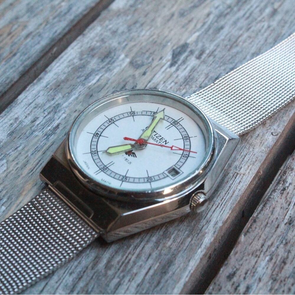 Vintage 1972 Citizen Automatic Mens Silver Watch W/daydate & White accents - Picture 2 of 12